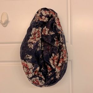 Navy Blue Floral Scarf
